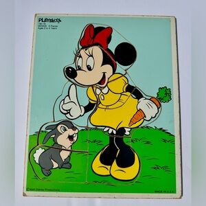 Vintage Minnie Mouse Wood Tray Puzzle Playskool 8 Piece  190-16 Disney